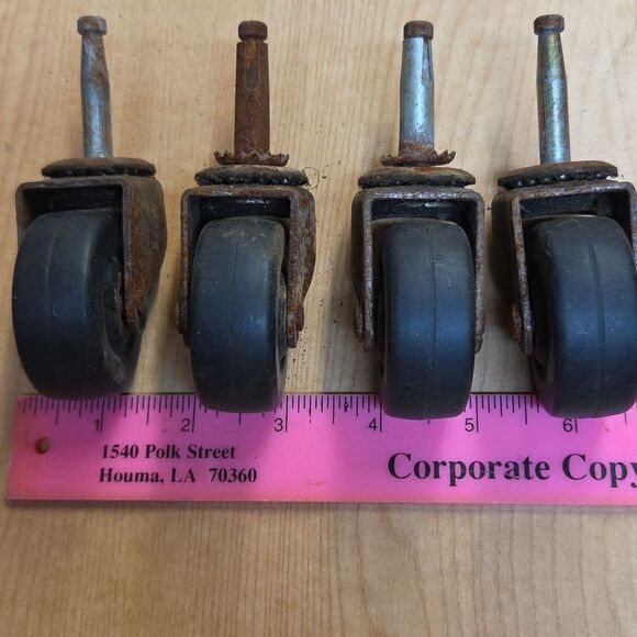 4 pcs.  2" Dia. Swivel Black Rubber Wheel Caster 3/4" USA (1) - Picture 3 of 5